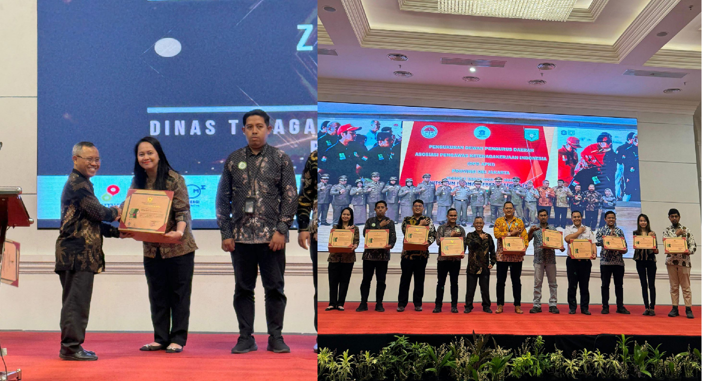 Erika Pratiwi, Head of the Environment, Health, and Safety Department at United Tractors (UT), received the Zero Accident Award from the Indonesian Ministry of Manpower (Kemnaker) (left photo). The Company also received the 2024 Zero Accident Award (right photo).