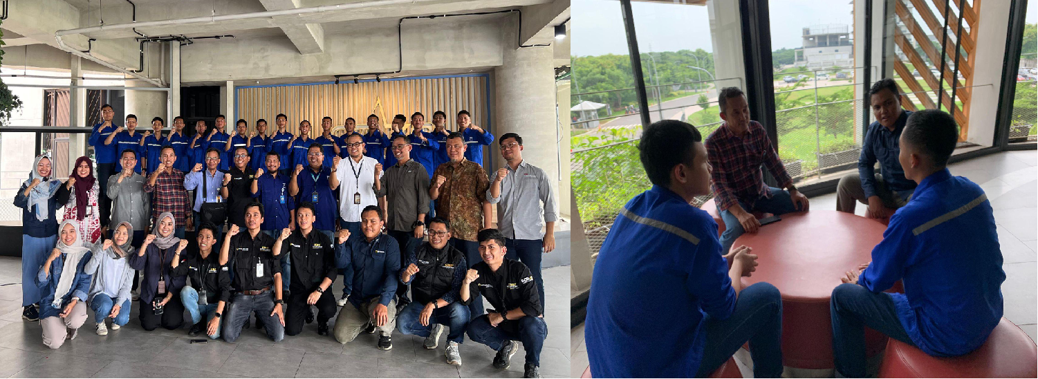 United Tractors Group, ASTRAtech, and scholarship recipients participated in a gathering event for mentors and recipients of the dual program UT School - ASTRAtech (left). The UT Group and scholarship recipients engaged in discussions during the event (right).