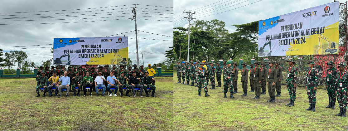 Upacara pembukaan program pelatihan operator alat berat di Markas Detasemen Zeni Tempur (Denzipur) 11/Mit Anim, Kabupaten Merauke, Provinsi Papua Selatan.