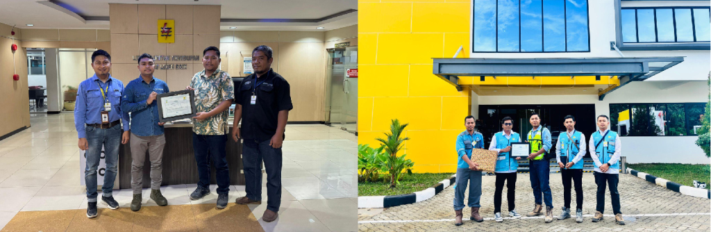 PLN handed over RECs to the UT Site Loa Janan Sanga team (left photo) and the UT Site Batulicin team (right photo).